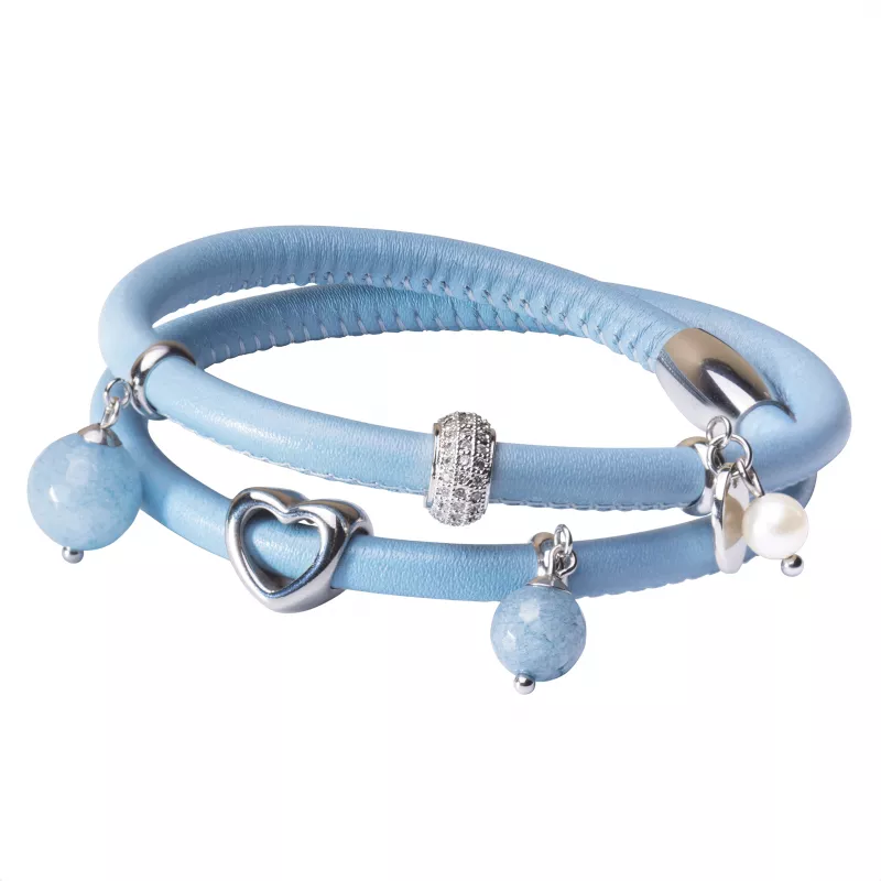 Gaura Pearls Perlenarmband - blau, Nephrit, 18,5 cm, Stahl Gaura Pearls Perlenarmband - blau, Nephrit, 18,5 cm, Stahl