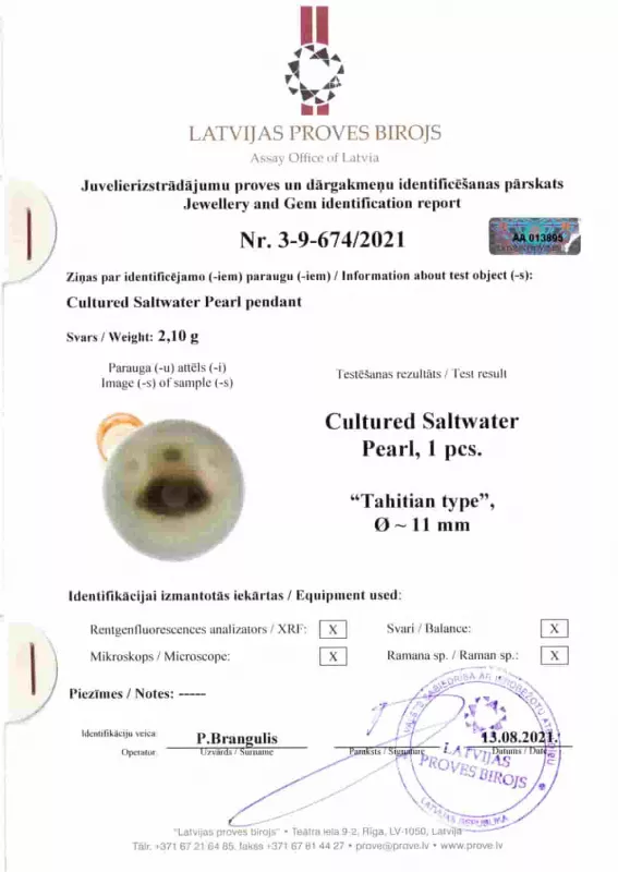 Gaura Zertifikat Tahiti Perle