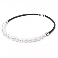 Gaura Pearls Halskette - Perlen, weiß, barock, 47 cm, Stahl