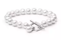 Elegantes Design-Perlenarmband weiß rund 7-8 mm, Designverschluss 925er Silber, Gaura Pearls, Estland