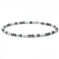 Gaura Pearls Perlenkette - bunt, rund, 50 cm, 925 Silber