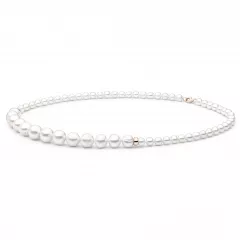 Gaura Pearls Perlenkette - weiss, 46 cm, 585 Rosegold plattiert