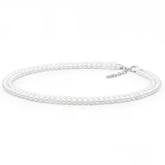 Gaura Pearls Perlencollier - weiss, rund, 39-42 cm, 925 Silber