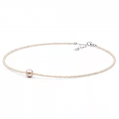 Gaura Pearls Perlenkette - rosa, 36,5 cm, Zirkonia, 925 Silber