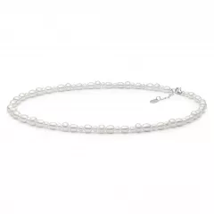 Gaura Pearls Perlenkette - weiss, reis, 4-6.5 mm, 40-43 cm, 925 Silber