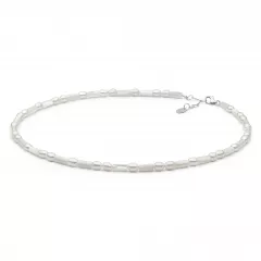 Gaura Pearls Perlenkette - weiss, reis, 4 mm, 40-43 cm, 925 Silber