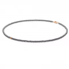 Gaura Pearls Terahertz kette - schwarz, rund, 38-41 cm, 585 Roségold plattiert
