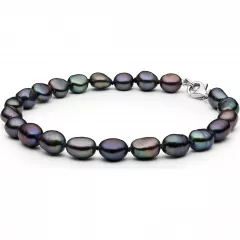 Schwarzes Gaura Pearls Perlenarmband mit barocken Süßwasserzuchtperlen, 6-7 mm