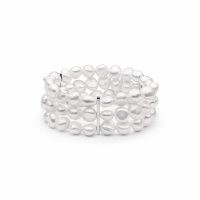 Trend-Perlenarmband 3-reihig flex weiß barock, 9-10 mm, Schmucklegierung, Gaura Pearls, Estland