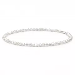 Weiße Barockperlenkette aus Süßwasserperlen, 6–7 mm