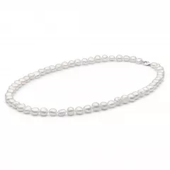 Gaura Pearls Perlenkette Herren - weiß, barock, 50 cm, 925 Silber