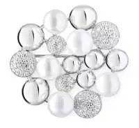 Brosche weiß 4 echte Perlen 6.5-7 mm mit Zirkonia, 925er rhodiniertes Silber, Gaura Pearls, Estland