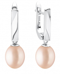 Modern Perlenohrringe rosa rund 8.5-9 mm, Englischer Verschluss, 925er Silber, Gaura Pearls, Estland