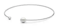 Moderner Design Halsreif, Perle weiss Kasumi like Perle, 10-11 mm, 38 cm, 925er rhodiniertes Silber,