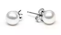 Perlenohrstecker weiß rund 5.5-6 mm, Sicherheitsverschluss 925er Silber, Gaura Pearls, Estland