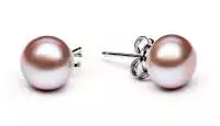 Klassischer Perlenohrstecker lavendel rund 8.5-9 mm, Sicherheitsverschluss 925er Silber, Gaura Pearls, Estland