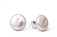 Moderner Perlenohrstecker lavendel barock 11-12 mm, 925er Silber Sicherheitsverschluss, Gaura Pearls, Estland