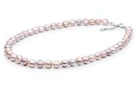 Einzigartige Perlenkette lavendel barock bunt 10-11 mm, 50 cm, Verschluss Stahl variabel, Gaura Pearls, Estland