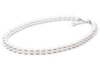 Elegante Perlenkette weiß rund 9-10 mm, 50 cm, Verschluss 925er Silber mit Perle, Gaura Pearls, Estland