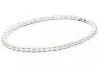 Elegante Perlenkette weiß rund 9-10 mm, 50 cm, Designverschluss 925er Silber, Gaura Pearls, Estland