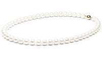 Elegante Perlenkette weiß rund 9-10 mm, 50 cm, Verschluss Weiß/Gelbgold 14K, Marke: Gaura Pearls, Estland