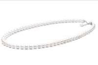 Elegante Perlenkette weiß rund 9-10 mm, 55 cm, Verschluss 925er Silber mit Perle, Gaura Pearls, Estland