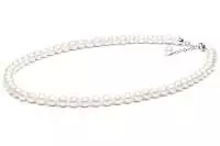 Elegante klassische Perlenkette weiß rund 7-7.5 mm, 50cm, Verschluss 925er Silber mit Perle, Gaura Pearls, Estland