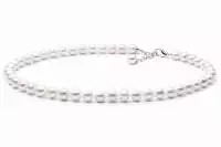 Elegante weiße Perlenkette 45 cm rund 9-10 mm, 45cm, Verschluss 925er Silber mit Perle, Gaura Pearls, Estland