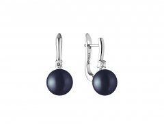 Eleganter Perlenohrring schwarz rund