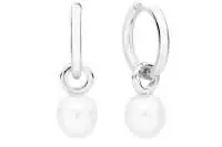 Eleganter Perlenohrring (Creolen) weiß tropfen 8-8.5 mm, Zirkonia, 925er Silber, Gaura Pearls, Estland