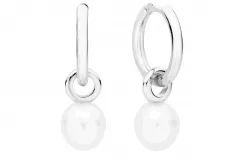 Eleganter Perlenohrring (Creolen) weiß tropfen 8-8.5 mm, Zirkonia, 925er Silber, Gaura Pearls, Estland