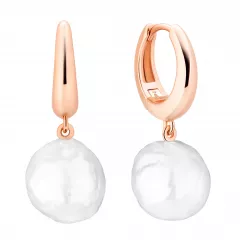 Eleganter Perlenohrring in Roségold 585 plattiert (1 Mik) weiss Edison Perle 11-12 mm, Engl Verschluss, Gaura Pearls, Estland
