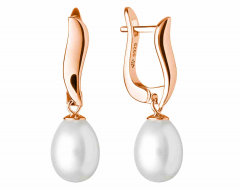 Eleganter Perlenohrring in Roségold 585 plattiert (1 Mik) weiß reisförmig 8-8.5 mm, Engl Verschluss, Gaura Pearls, Estland