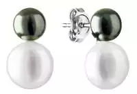 Eleganter Perlenohrstecker weiß reisförmig 9-9.5 mm, Onyx schwarz, 925er Silber Sich.verschluss, Gaura Pearls, Estland