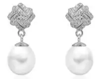 Eleganter Perlenohrstecker weiß tropfen 8-8.5 mm, Zirkonia, Sicherheitsverschluss 925er Silber, Gaura Pearls, Estland