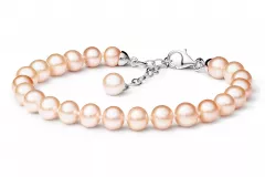 Elegantes Perlenarmband rosa rund 7-8 mm, 18 cm, Verschluss 925er Silber mit Perle, Gaura Pearls, Estland