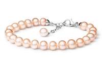 Elegantes Perlenarmband rosa rund 6-6.5 mm, 18 cm, Verschluss 925er Silber mit Perle, Gaura Pearls, Estland