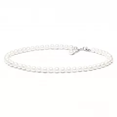 Gaura Pearls Perlenkette - weiß, rund, 7 mm, 40-43 cm, 925 Silber
