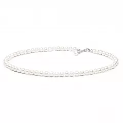 Gaura Pearls Perlenkette - weiß, rund, 7 mm, 45-48 cm, 925 Silber