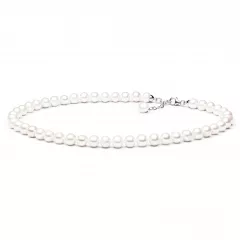 Gaura Pearls Perlenkette - weiß, rund, 8 mm, 40-43 cm, 925 Silber