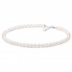 Gaura Pearls Perlenkette - weiß, rund, 8 mm, 45-48 cm, 925 Silber