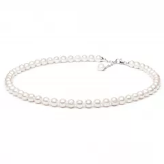 Gaura Pearls Perlenkette - weiß, rund, 8 mm, 45-48 cm, 925 Silber
