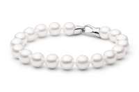 Elegantes Perlenarmband weiß rund 9-10 mm, 19 cm, Designverschluss 925er Silber, Gaura Pearls, Estland