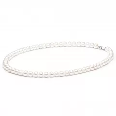 Gaura Pearls Perlenkette - weiß, halbrund, 50 cm, 925 Silber
