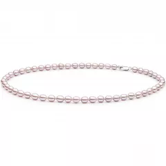 Gaura Pearls Perlenkette - lavendel, reis, 45 cm, 925 Silber
