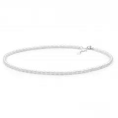 Gaura Pearls Perlenkette - weiß, reis, 5 mm, 40-43 cm, 925 Silber