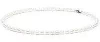 Leichte Choker Perlenkette weiß reisförmig 5.5-6.5 mm, 40 cm, Verschluss 925er Silber, Gaura Pearls, Estland