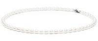 Leichte Choker Perlenkette weiß reisförmig 5.5-6.5 mm, 38 cm, Verschluss 925er Silber, Gaura Pearls, Estland