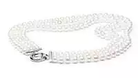 Perlenkette Queen, 3-reihiges Perlencollier weiß, 6-7 mm, rund, 40 cm, Designverschluss 925er Silber, Gaura-Pearls