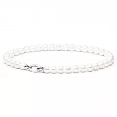 Gaura Pearls Perlenkette - weiß, rund, 11 mm, 45 cm, 925 Silber